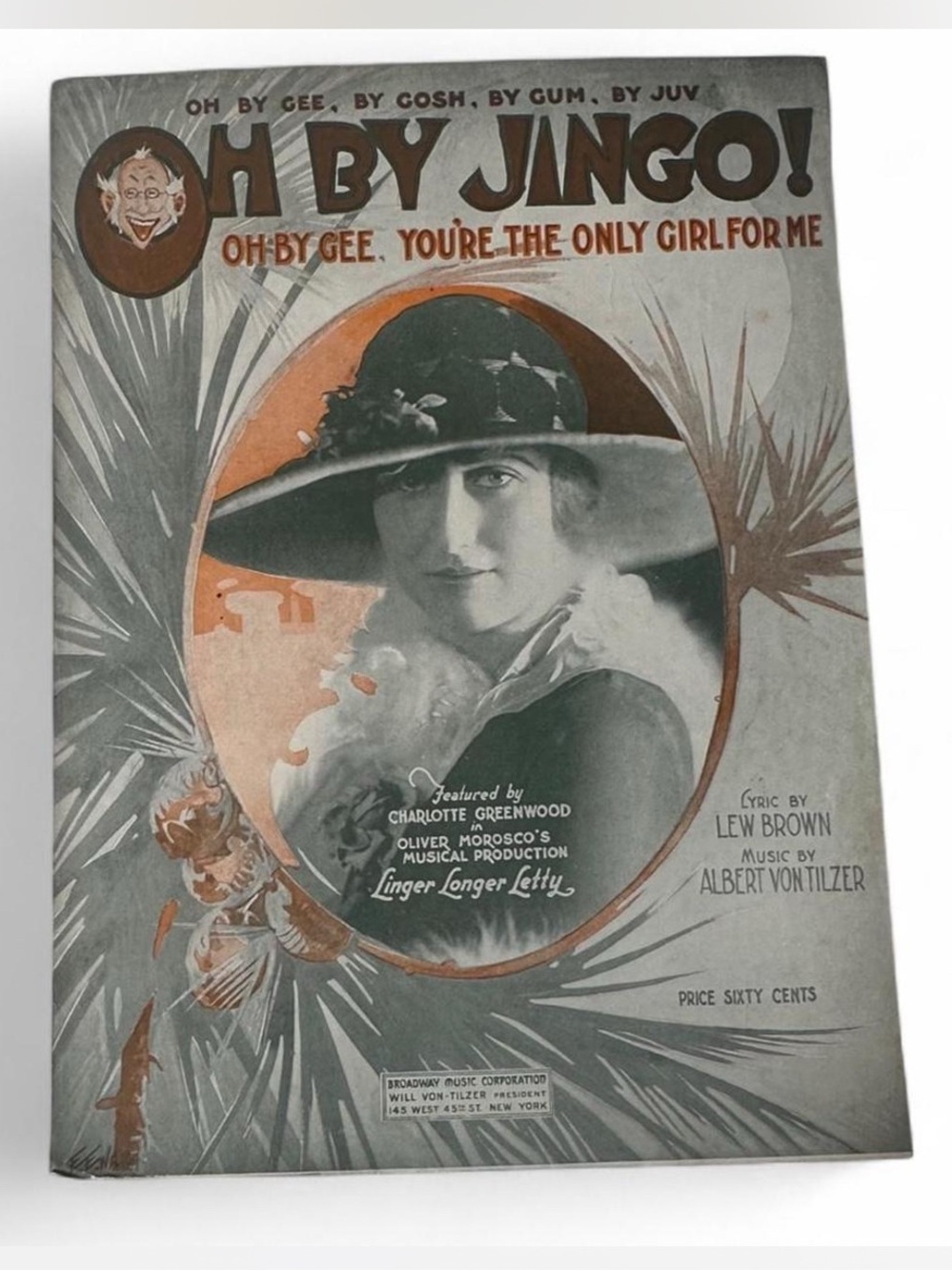 💜 Antique “Oh By Jingo” from “Linger Longer Letty” (1919) Sheet Music